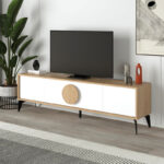 Έπιπλο τηλεόρασης Gora Megapap χρώμα sapphire oak – λευκό 180×35,6×51εκ.