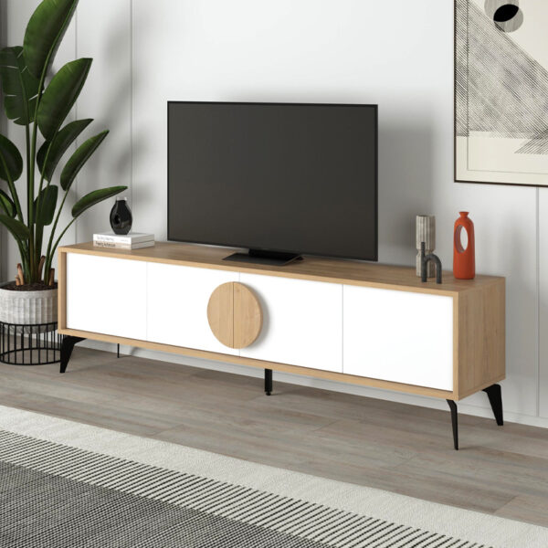 Έπιπλο τηλεόρασης Gora Megapap χρώμα sapphire oak – λευκό 180×35,6×51εκ.