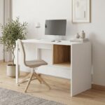 Γραφείο εργασίας Cubo Megapap χρώμα λευκό – sapphire oak 110x50x75εκ.