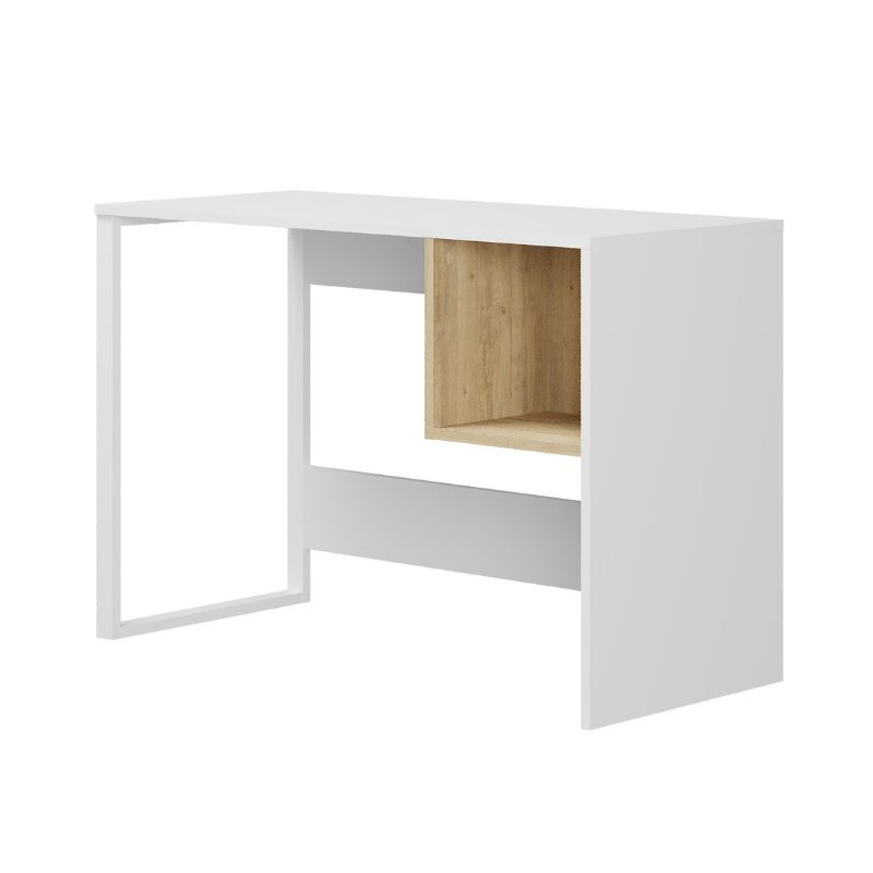 Γραφείο εργασίας Cubo Megapap χρώμα λευκό - sapphire oak 110x50x75εκ. - Image 3