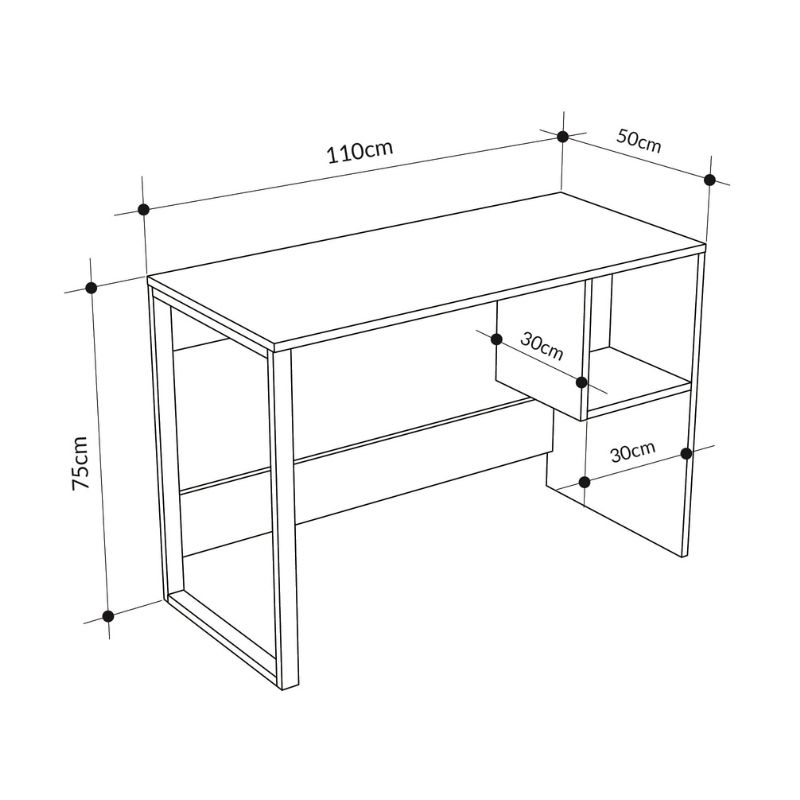 Γραφείο εργασίας Cubo Megapap χρώμα λευκό - sapphire oak 110x50x75εκ. - Image 4