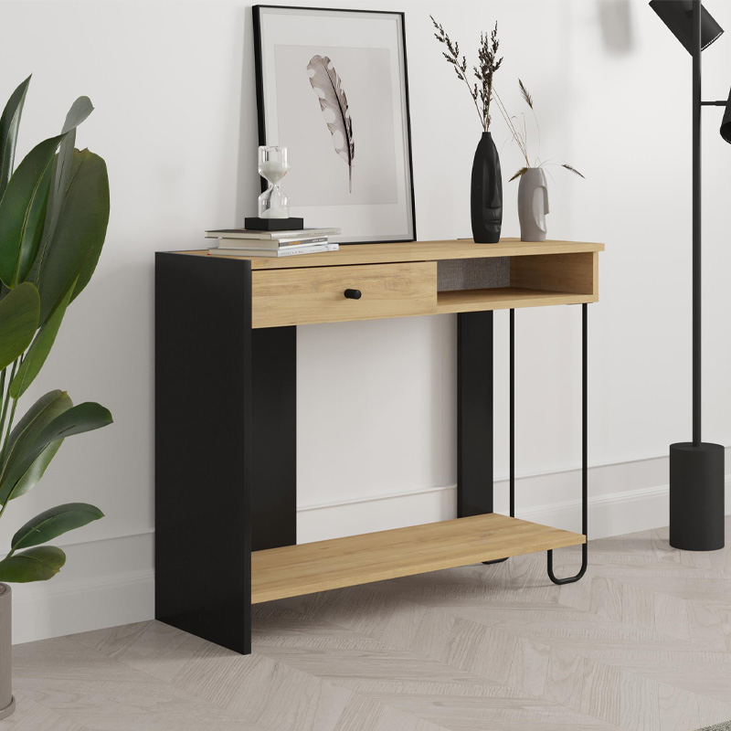 Κονσόλα Sirius Megapap χρώμα sapphire oak – silky black 100x35x79εκ.