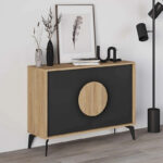 Μπουφές Gora Megapap χρώμα sapphire oak – silky black 110x40x82εκ.