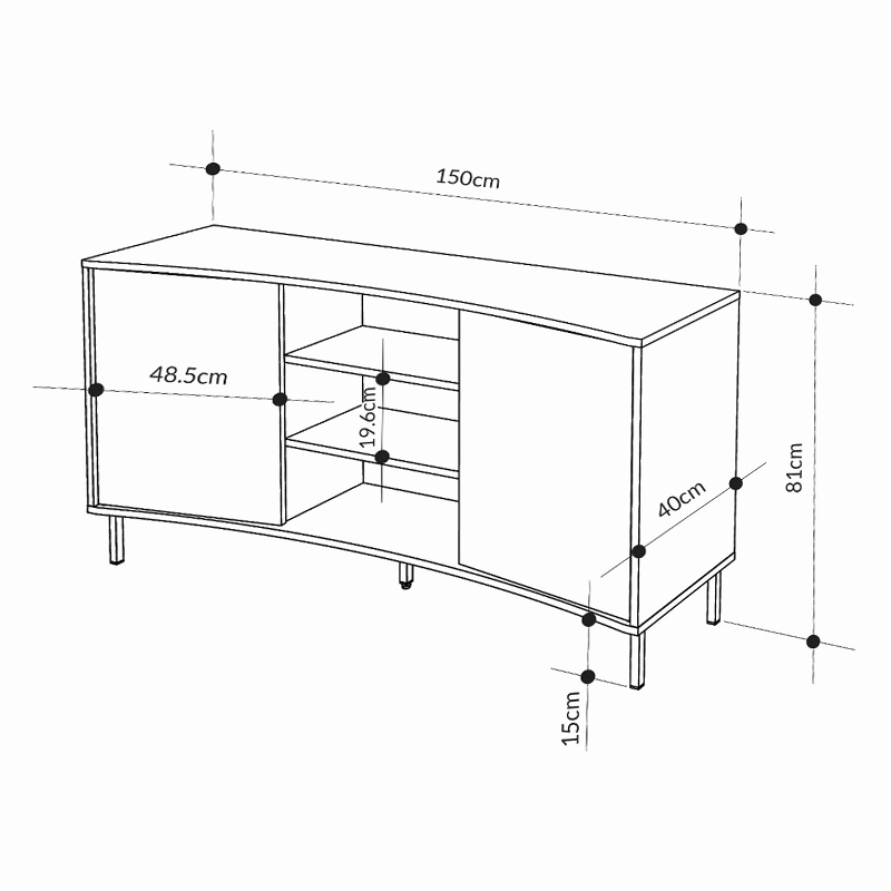 Μπουφές Frem Megapap χρώμα ash green 150x40x81εκ. - Image 7