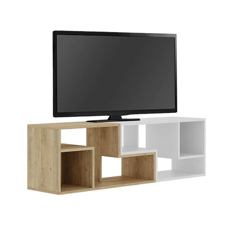 Έπιπλο τηλεόρασης Glis Megapap πολυμορφικό χρώμα sapphire oak - λευκό 145x35x44,8εκ. - Image 4