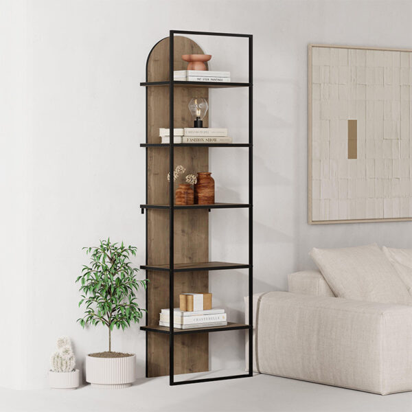 Βιβλιοθήκη Archy Megapap χρώμα ανοιχτό καρυδί 53×31,7×180εκ.