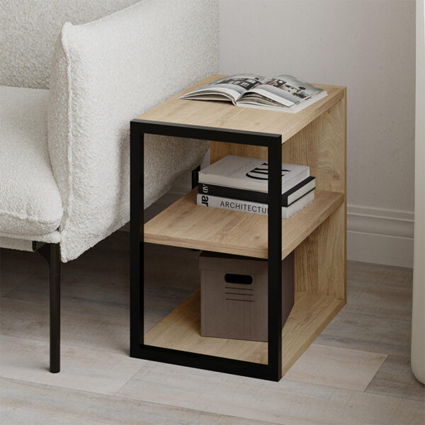 Τραπεζάκι βοηθητικό – Κομοδίνο Echo Megapap χρώμα sapphire oak 30x42x45εκ.
