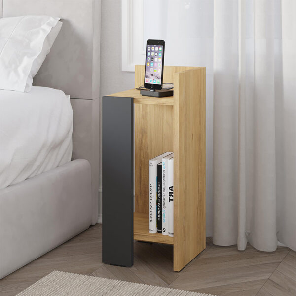 Κομοδίνο Elos Megapap δεξί χρώμα sapphire oak – ανθρακί 25x27x60εκ.