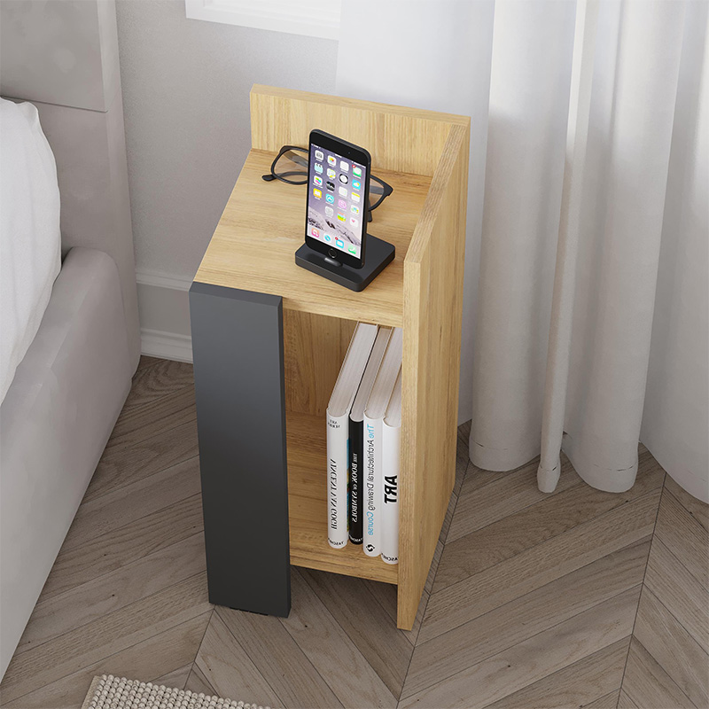 Κομοδίνο Elos Megapap δεξί χρώμα sapphire oak - ανθρακί 25x27x60εκ. - Image 2