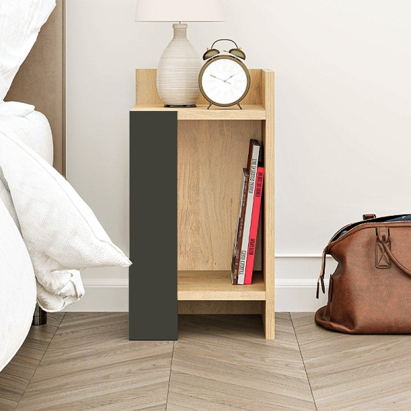 Κομοδίνο Elos Megapap δεξί χρώμα sapphire oak - ανθρακί 25x27x60εκ. - Image 3
