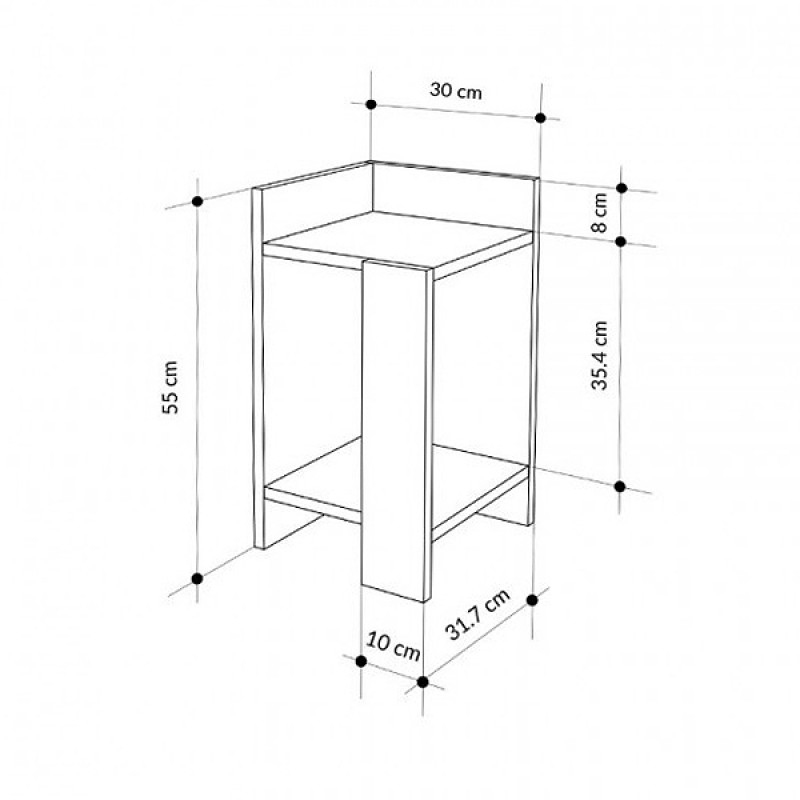 Κομοδίνο Elos Megapap δεξί χρώμα sapphire oak - ανθρακί 25x27x60εκ. - Image 5