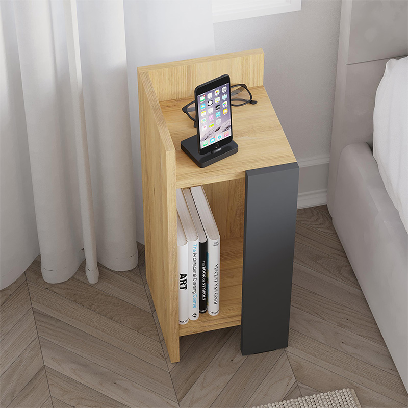 Κομοδίνο Elos Megapap αριστερό χρώμα sapphire oak - ανθρακί 25x27x60εκ. - Image 2
