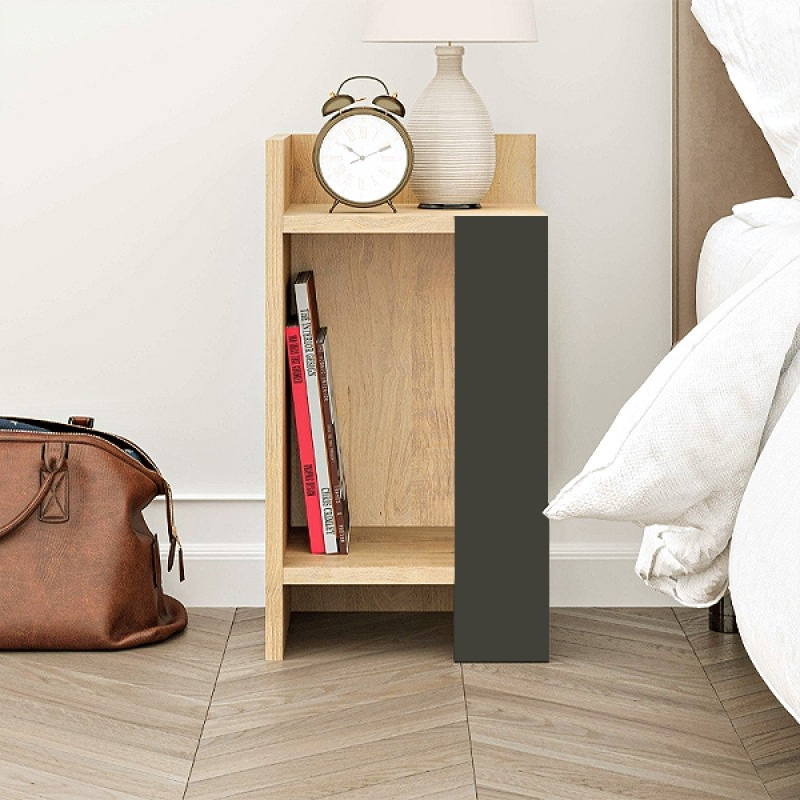 Κομοδίνο Elos Megapap αριστερό χρώμα sapphire oak - ανθρακί 25x27x60εκ. - Image 3