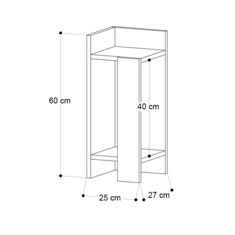 Κομοδίνο Elos Megapap αριστερό χρώμα sapphire oak - ανθρακί 25x27x60εκ. - Image 5