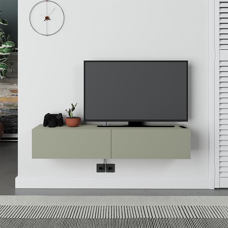 Έπιπλο τηλεόρασης επιτοίχιο Francy Megapap χρώμα ash green 135x31,7x25εκ. - Image 3