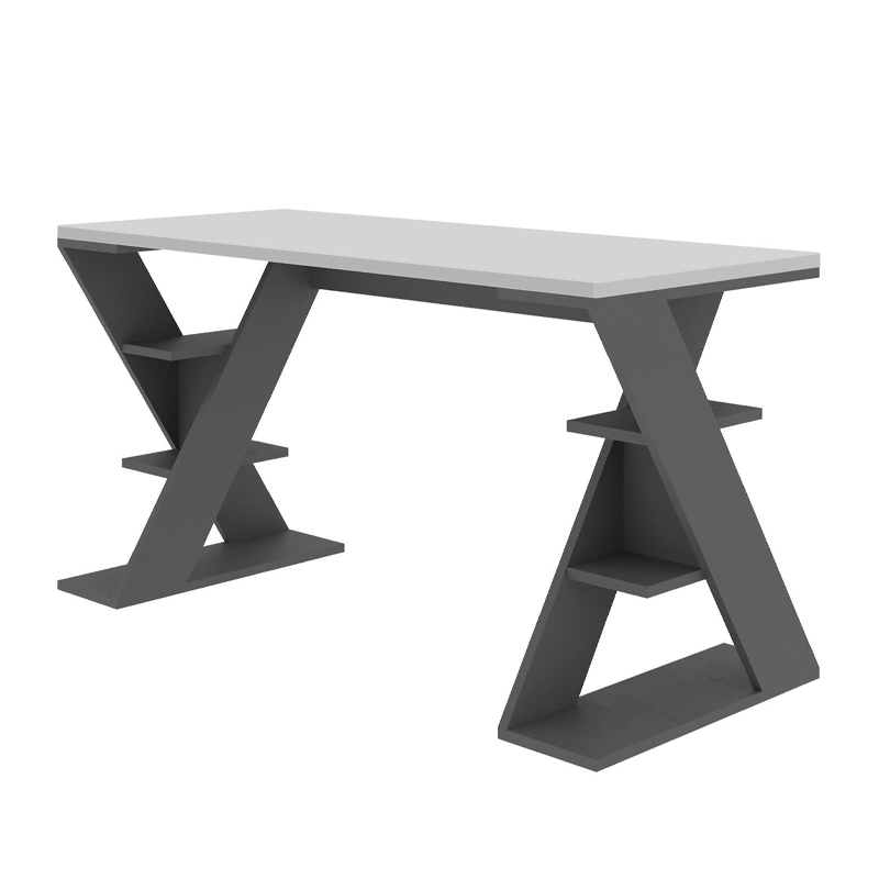 Γραφείο εργασίας Papillon Megapap χρώμα ανθρακί - λευκό 137x60x75εκ - Image 5
