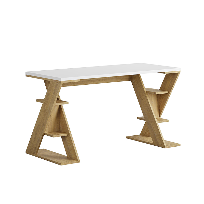 Γραφείο εργασίας Papillon Megapap χρώμα sapphire oak - λευκό 137x60x75εκ - Image 4
