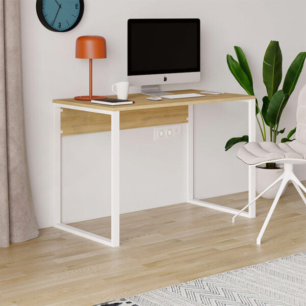 Γραφείο εργασίας Inna Megapap χρώμα sapphire oak – λευκό 100x60x75εκ.