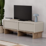 Έπιπλο τηλεόρασης Yuki Megapap χρώμα sandstone – sepet oak 118x35x40,6εκ.