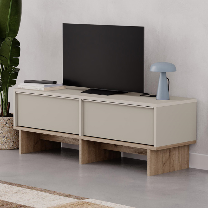 Έπιπλο τηλεόρασης Yuki Megapap χρώμα sandstone – sepet oak 118x35x40,6εκ.