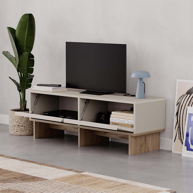 Έπιπλο τηλεόρασης Yuki Megapap χρώμα sandstone - sepet oak 118x35x40,6εκ. - Image 2