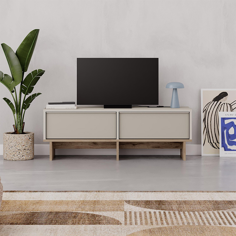 Έπιπλο τηλεόρασης Yuki Megapap χρώμα sandstone - sepet oak 118x35x40,6εκ. - Image 3