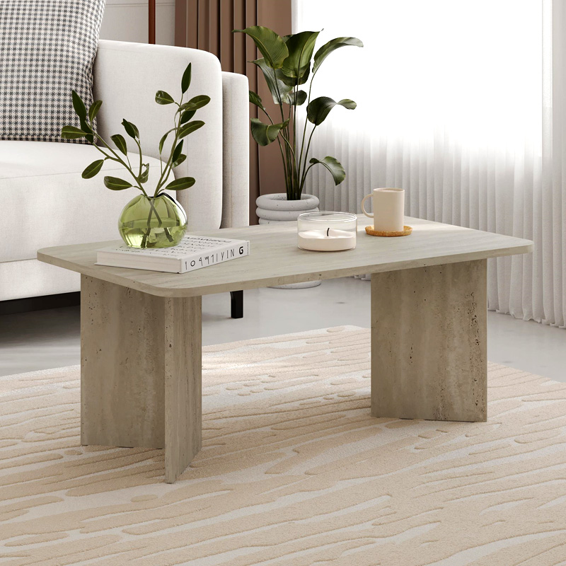 Τραπεζάκι σαλονιού Sam Megapap χρώμα travertine 100x60x41,8εκ.