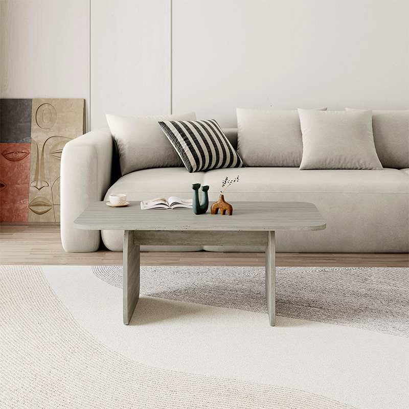 Τραπεζάκι σαλονιού Pietra Megapap χρώμα travertine 100x60x41,8εκ. - Image 2