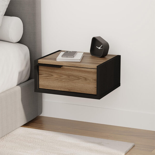 Κομοδίνο επιτοίχιο Eco Megapap χρώμα black wood – καρυδί Ud 40x33x18,5εκ.