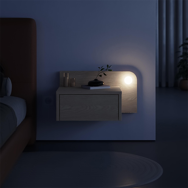 Κομοδίνο επιτοίχιο Dotta Megapap με LED χρώμα light oak 52x33,6x28εκ. - Image 2