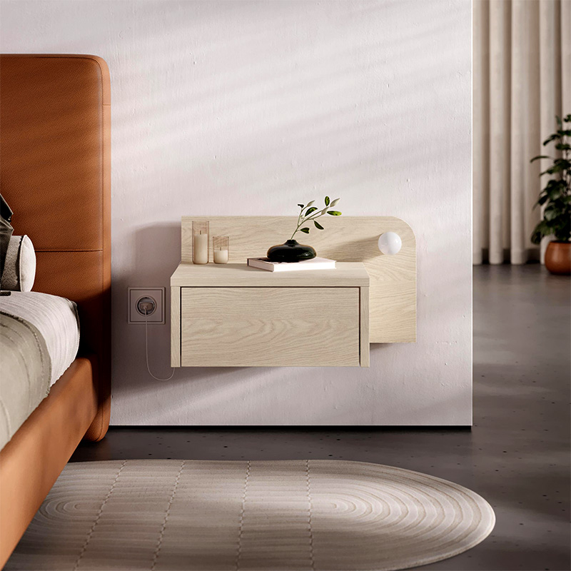 Κομοδίνο επιτοίχιο Dotta Megapap με LED χρώμα light oak 52x33,6x28εκ. - Image 3