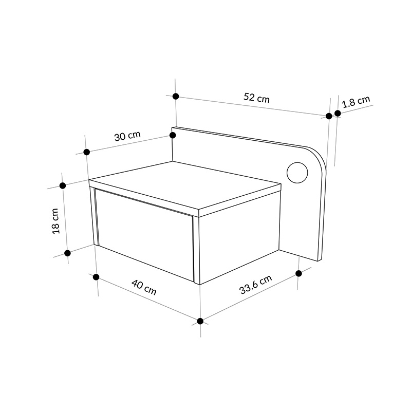 Κομοδίνο επιτοίχιο Dotta Megapap με LED χρώμα light oak 52x33,6x28εκ. - Image 8