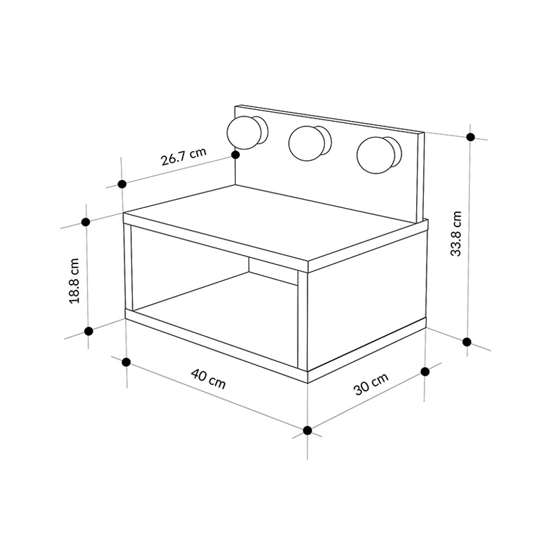Κομοδίνο επιτοίχιο Treo Megapap με LED χρώμα λευκό 40x30x33,8εκ. - Image 7