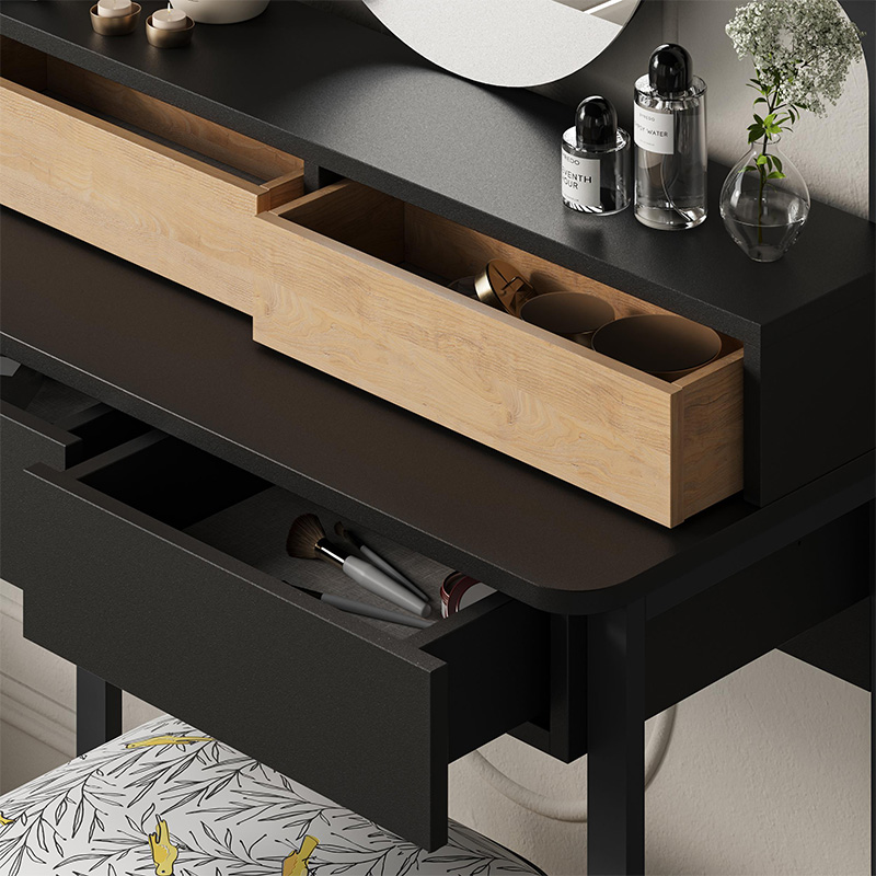 Τουαλέτα με καθρέπτη Lora Megapap με LED χρώμα μαύρο - sapphire oak 96x40x133,4εκ. - Image 5