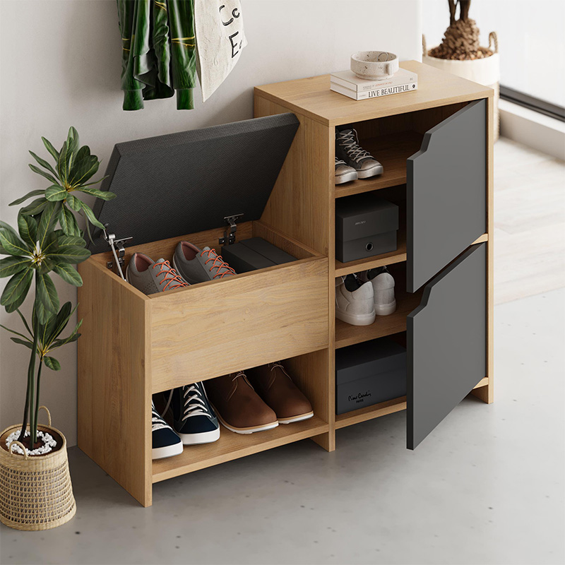 Παπουτσοθήκη Haven Megapap χρώμα sapphire oak - ανθρακί 101x35x80,4εκ. - Image 2