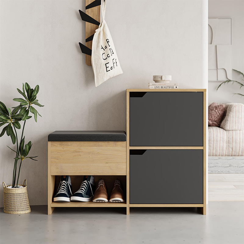 Παπουτσοθήκη Haven Megapap χρώμα sapphire oak - ανθρακί 101x35x80,4εκ. - Image 3