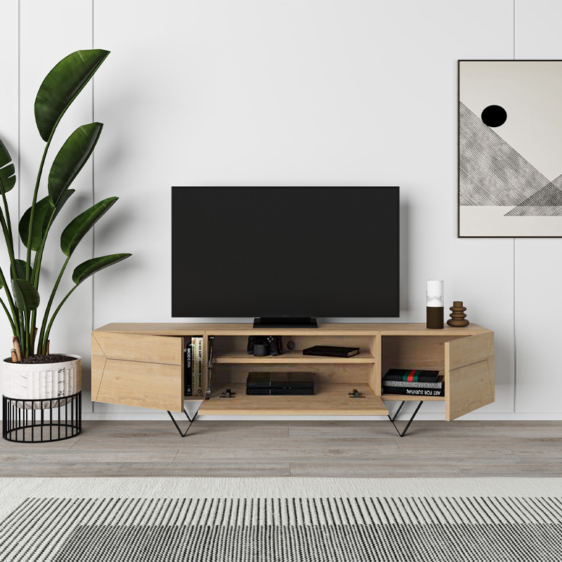 Έπιπλο τηλεόρασης Jacomen Megapap χρώμα sapphire oak 160x35x43εκ. - Image 2
