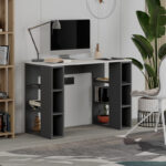 Γραφείο εργασίας Colmar Megapap χρώμα ανθρακί – λευκό 106x50x75εκ.