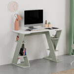 Γραφείο εργασίας Papillon Megapap χρώμα ash green – λευκό 106x50x75εκ