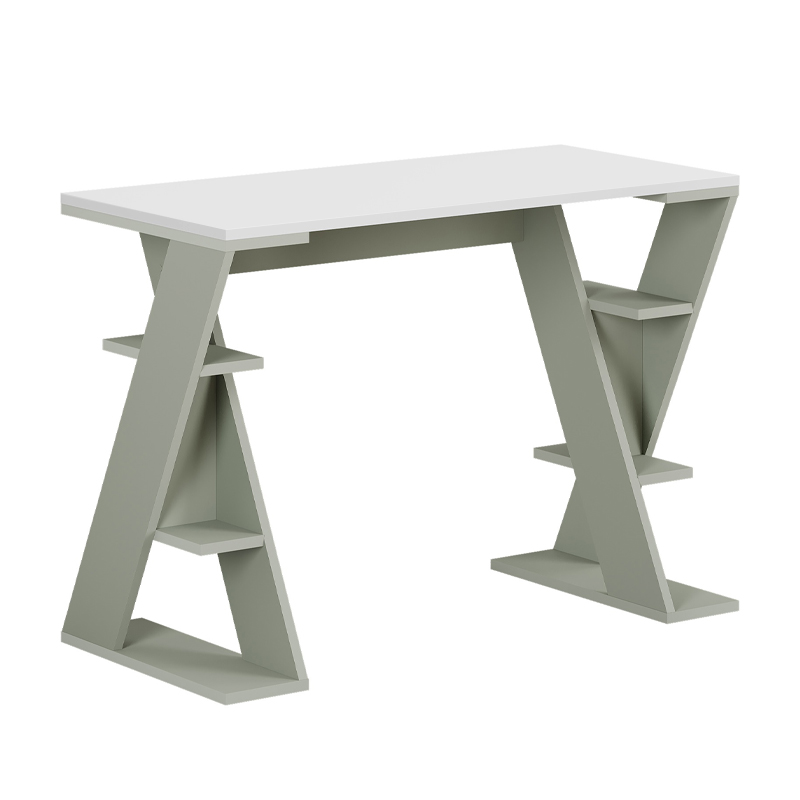 Γραφείο εργασίας Papillon Megapap χρώμα ash green - λευκό 106x50x75εκ - Image 4