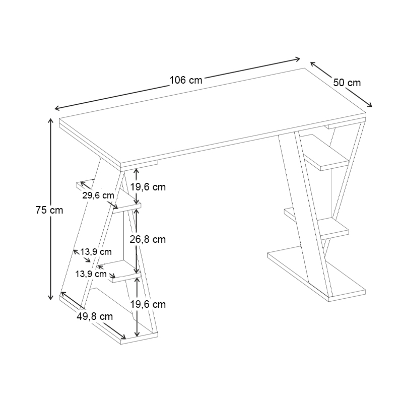 Γραφείο εργασίας Papillon Megapap χρώμα ash green - λευκό 106x50x75εκ - Image 5