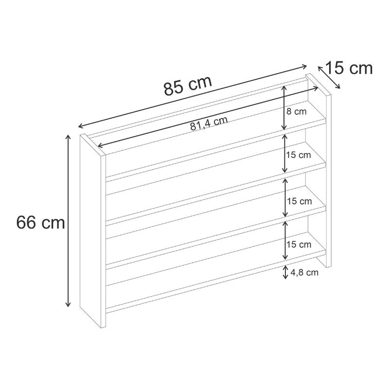 Ραφιέρα τοίχου Lane Megapap χρώμα καρυδί Ud 85x15x66εκ. - Image 5