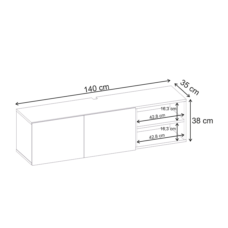Έπιπλο τηλεόρασης επιτοίχιο Conrad Megapap χρώμα sandstone 140x35x38εκ. - Image 5