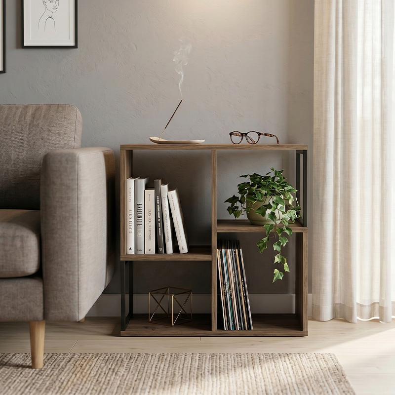 Βιβλιοθήκη Bolton Megapap χρώμα ανοιχτό καρυδί 62x22x62εκ. - Image 3
