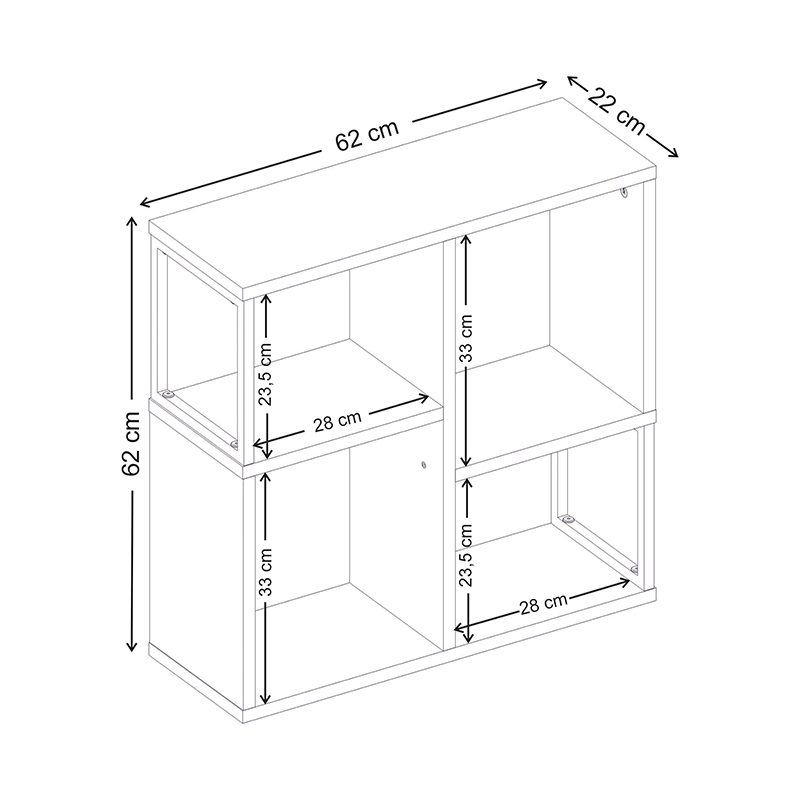 Βιβλιοθήκη Bolton Megapap χρώμα ανοιχτό καρυδί 62x22x62εκ. - Image 5