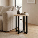 Τραπεζάκι βοηθητικό Mesa Megapap χρώμα sapphire oak Ø45×50εκ.