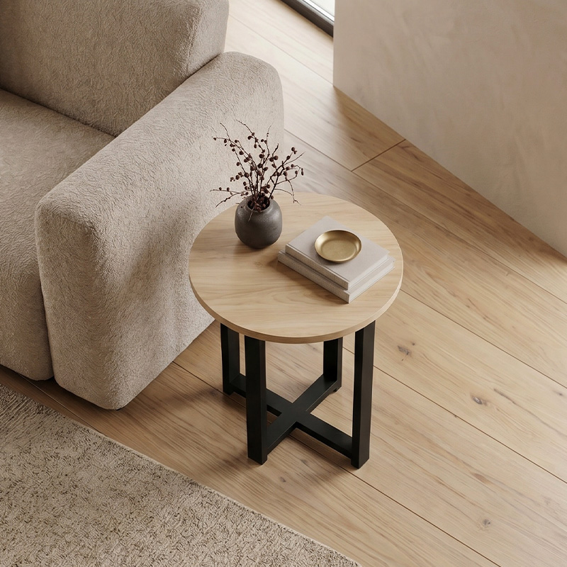 Τραπεζάκι βοηθητικό Mesa Megapap χρώμα sapphire oak Ø45x50εκ. - Image 2