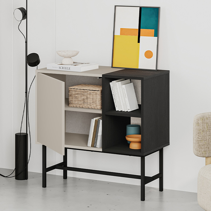 Μπουφές Mona Megapap χρώμα sandstone - black wood 81x40x80εκ. - Image 2