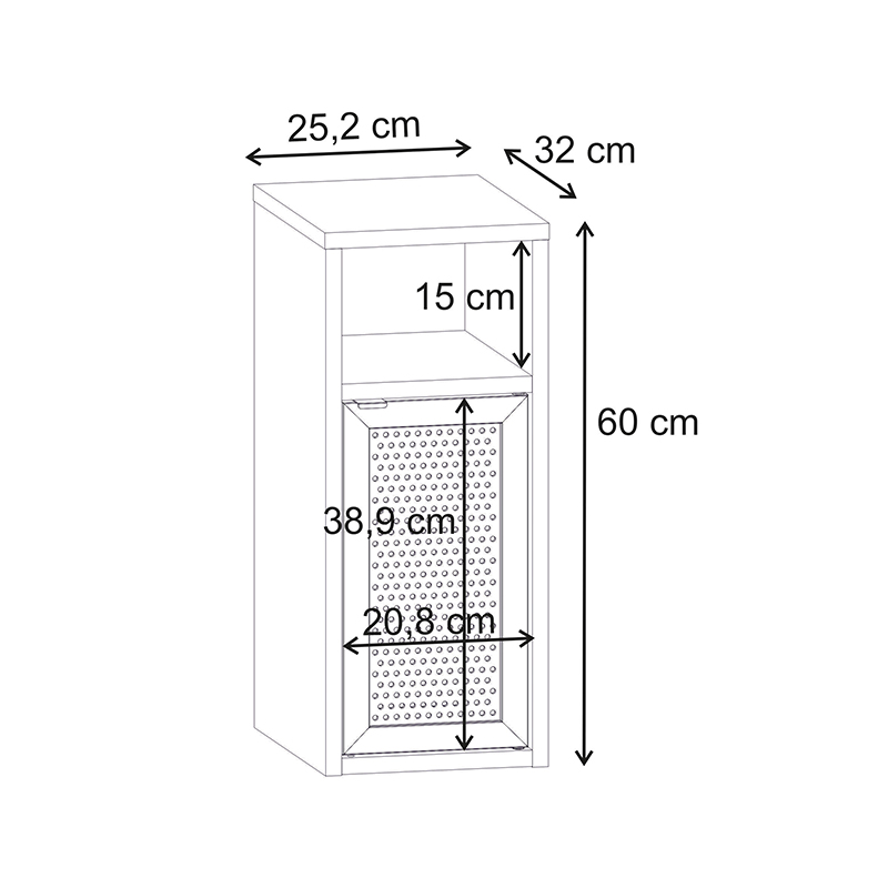 Κομοδίνο Inca Megapap χρώμα light oak 25,2x32x60εκ. - Image 7