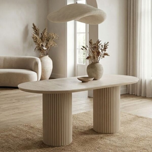 Τραπέζι Hazar Megapap Mdf χρώμα travertine – sandstone 180x90x77εκ.